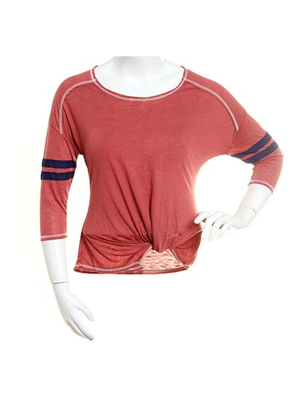 Self Esteem Womens Raw Edge Varsity Scoop Neck Top Size XL